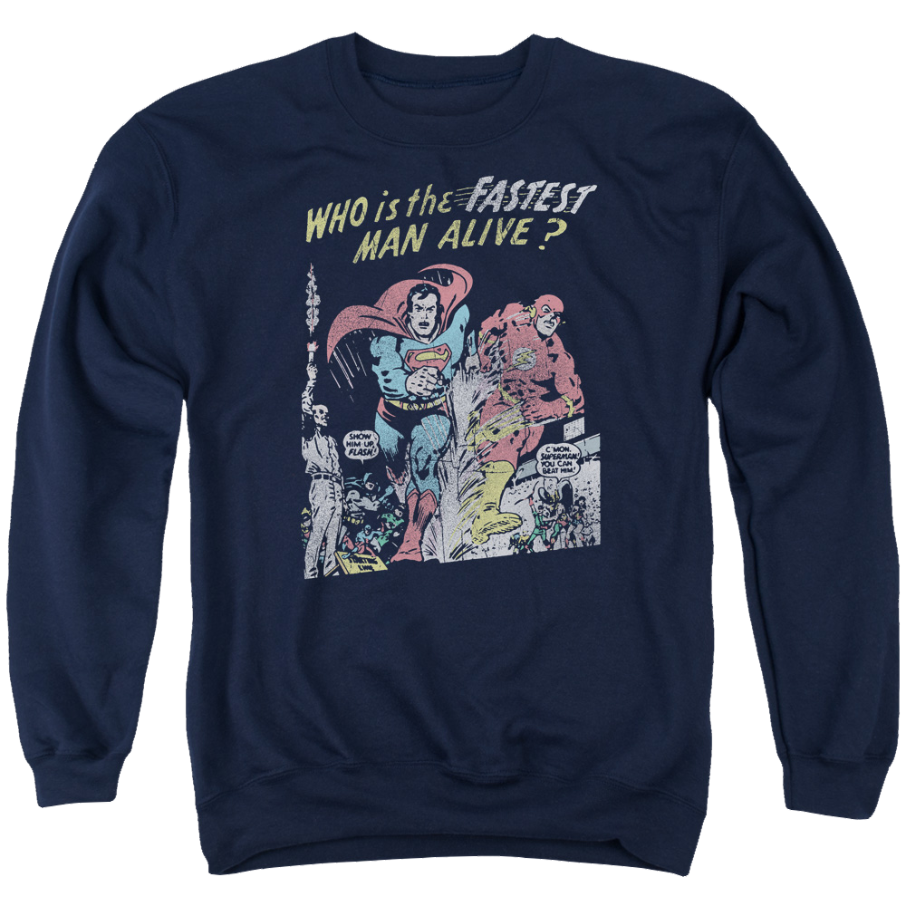 Justice League Fastest Man Men's Crewneck Sweatshirt Men's Crewneck Sweatshirt Justice League   