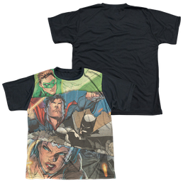 Justice League Torn - Youth Black Back T-Shirt Youth Black Back T-Shirt (Ages 8-12) Justice League   