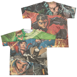 Justice League Torn (Front/Back Print) - Youth All-Over Print T-Shirt Youth All-Over Print T-Shirt (Ages 8-12) Justice League   