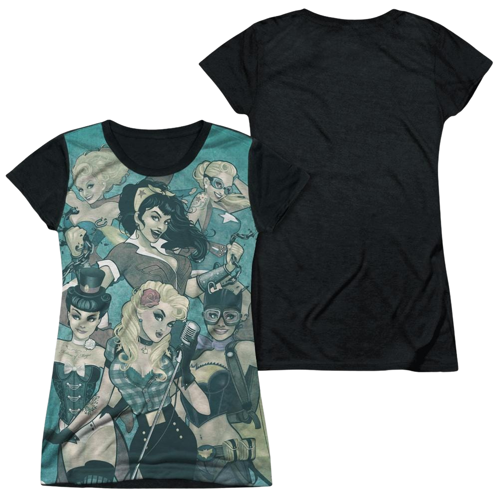 Justice League Bombshell Group Juniors Black Back T-Shirt Juniors Black Back T-Shirt Justice League   