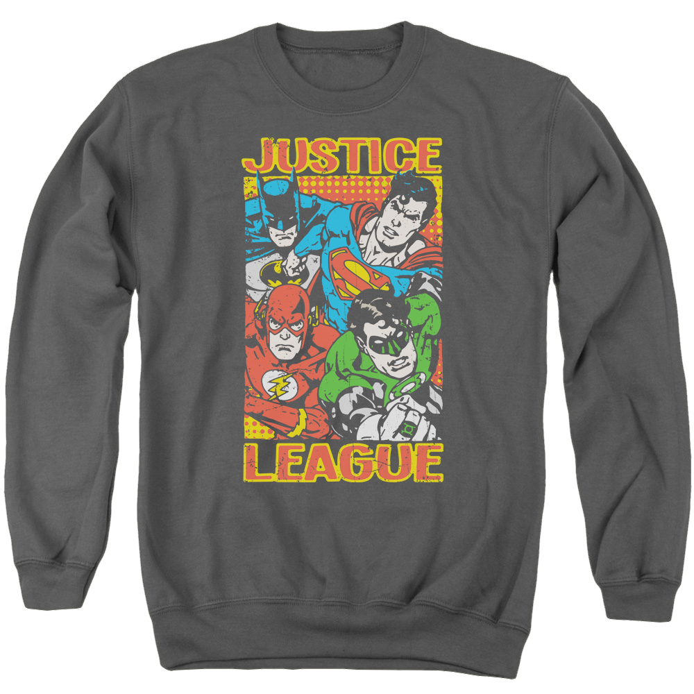 Justice League Hero Mashup Men's Crewneck Sweatshirt Men's Crewneck Sweatshirt Justice League   