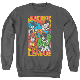 Justice League Hero Mashup Men's Crewneck Sweatshirt Men's Crewneck Sweatshirt Justice League   
