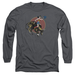 Justice League Bull Rider Men's Long Sleeve T-Shirt Men's Long Sleeve T-Shirt Wonder Woman   