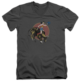 Justice League Bull Rider Men's V-Neck T-Shirt Men's V-Neck T-Shirt Wonder Woman   