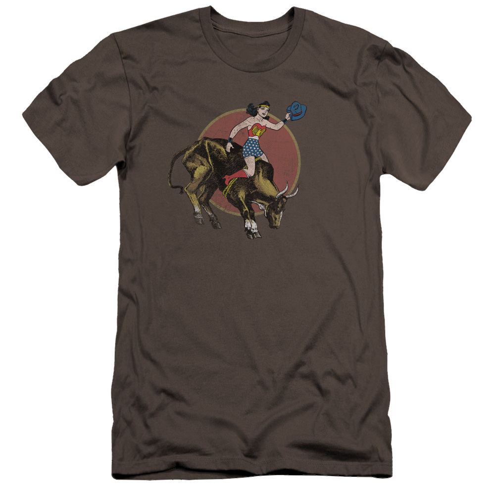 Justice League Bull Rider Men's Premium Slim Fit T-Shirt Men's Premium Slim Fit T-Shirt Wonder Woman   