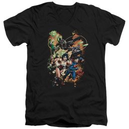 Justice League Battle Ready Men's V-Neck T-Shirt Men's V-Neck T-Shirt Justice League   