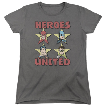 Charcoal women's t-shirt with Justice League United Stars graphic