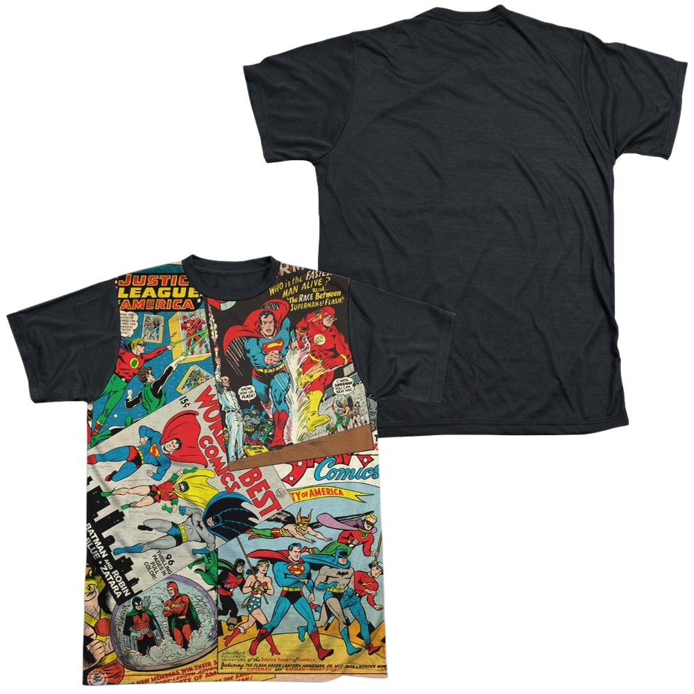 Justice League Classic Collage Men's Black Back T-Shirt Men's Black Back T-Shirt Justice League   