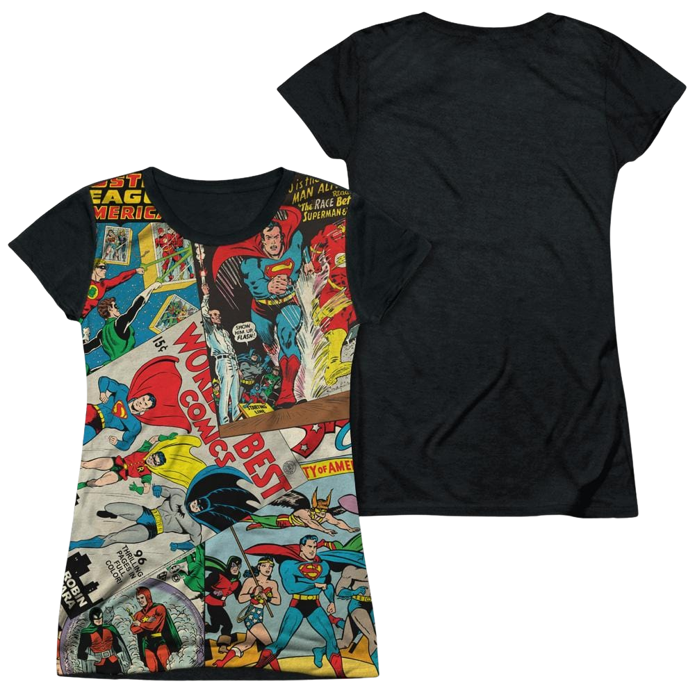 Justice League Classic Collage Juniors Black Back T-Shirt Juniors Black Back T-Shirt Justice League   