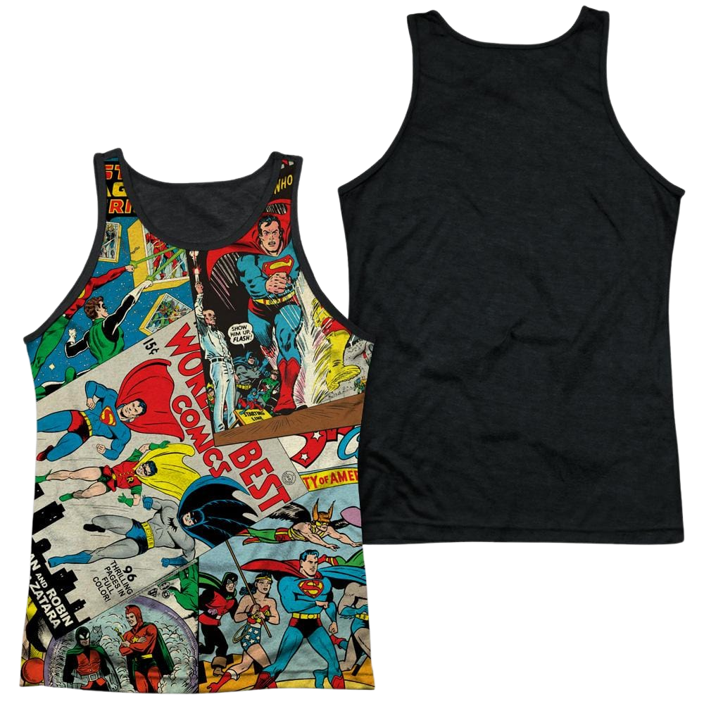 Justice League Classic Collage Men's Black Back Tank Men's Black Back Tank Justice League   