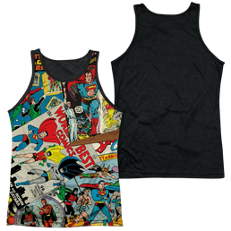 Justice League Classic Collage Men's Black Back Tank Men's Black Back Tank Justice League   