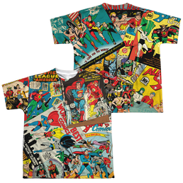 Justice League Classic Collage (Front/Back Print) - Youth All-Over Print T-Shirt Youth All-Over Print T-Shirt (Ages 8-12) Justice League   