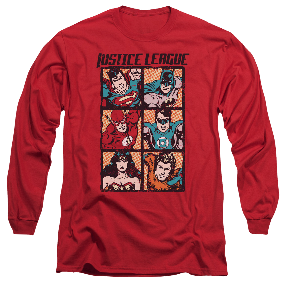 Justice League Rough Panels Men's Long Sleeve T-Shirt Men's Long Sleeve T-Shirt Justice League   
