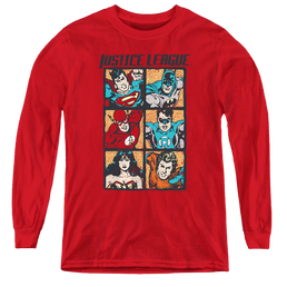 Justice League Rough Panels - Youth Long Sleeve T-Shirt Youth Long Sleeve T-Shirt Justice League   