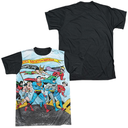Justice League World Cure Men's Black Back T-Shirt Men's Black Back T-Shirt Justice League   