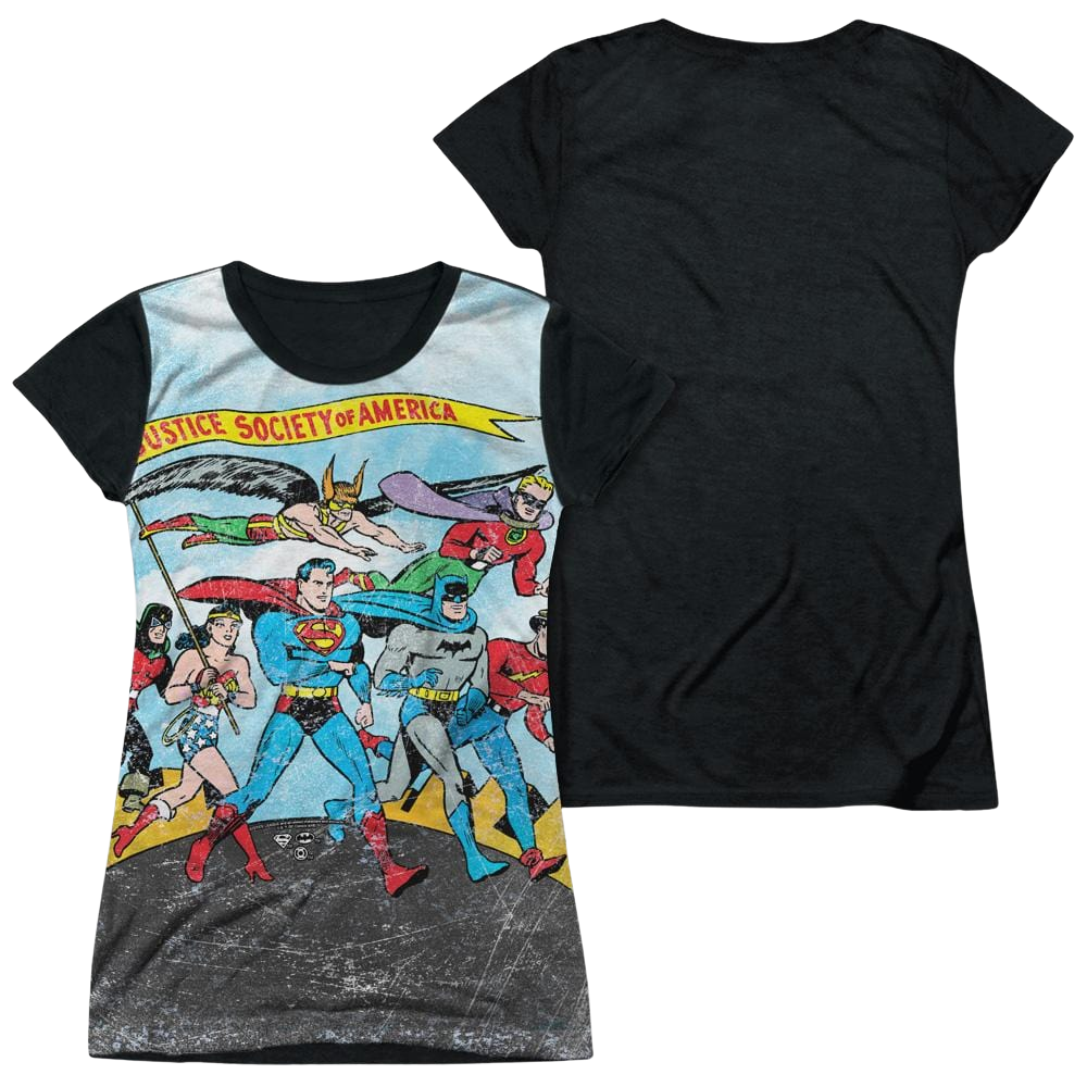 Justice League World Cure Juniors Black Back T-Shirt Juniors Black Back T-Shirt Justice League   
