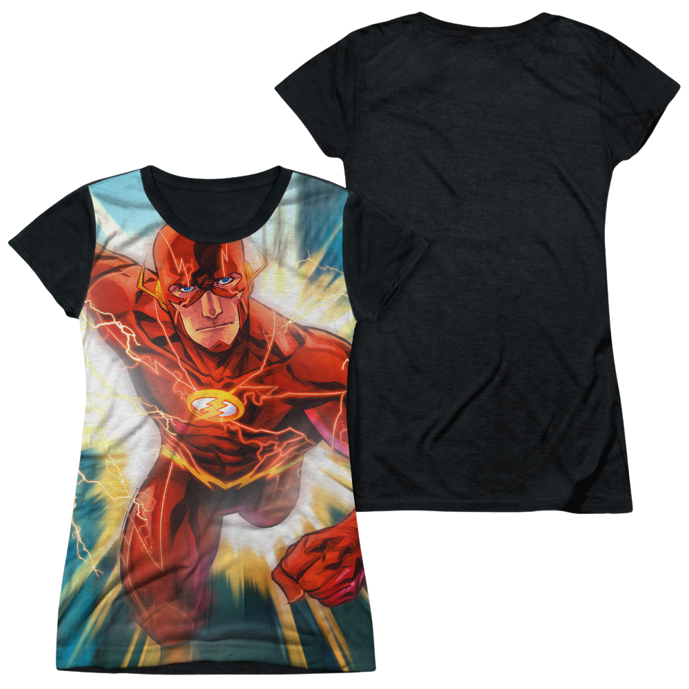 Flash, The Faster Than Lightning - Juniors Black Back T-Shirt Juniors Black Back T-Shirt The Flash   
