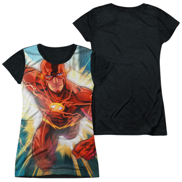 The Flash Faster Than Lightning juniors black back t-shirt