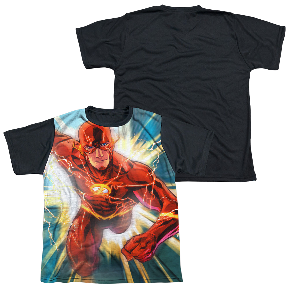 Flash, The Faster Than Lightning - Youth Black Back T-Shirt Youth Black Back T-Shirt (Ages 8-12) The Flash   