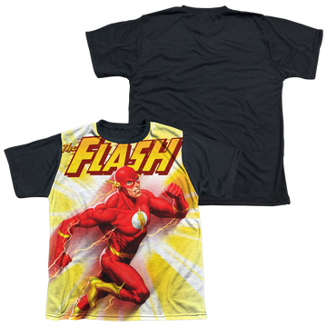 The Flash Motion Blur youth black back t-shirt for ages 8 to 12