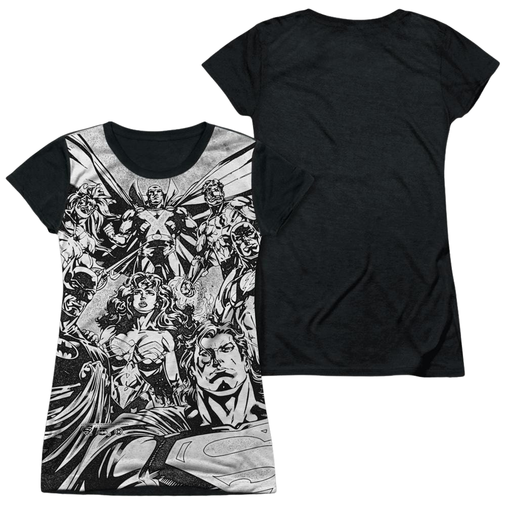 Justice League Graphic Gathering Juniors Black Back T-Shirt Juniors Black Back T-Shirt Justice League   