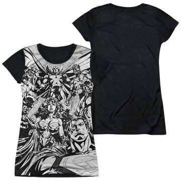 Justice League Graphic Gathering Juniors Black Back T-Shirt Juniors Black Back T-Shirt Justice League   