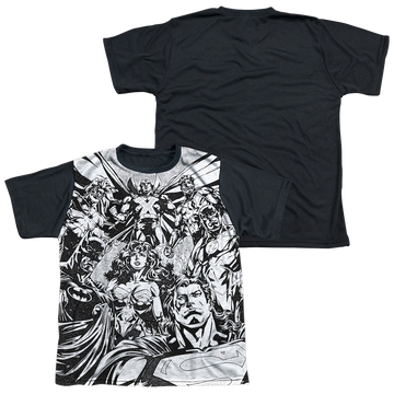 Justice League Graphic Gathering youth black back t-shirt for ages 8 to 12