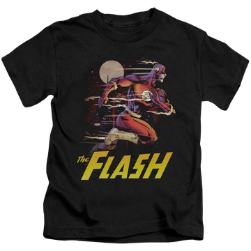 Black kid's t-shirt for ages 4 to 7 with The Flash City Run graphic