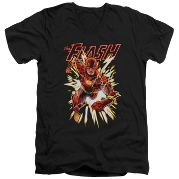 Black men's v-neck t-shirt with Flash Glow graphic