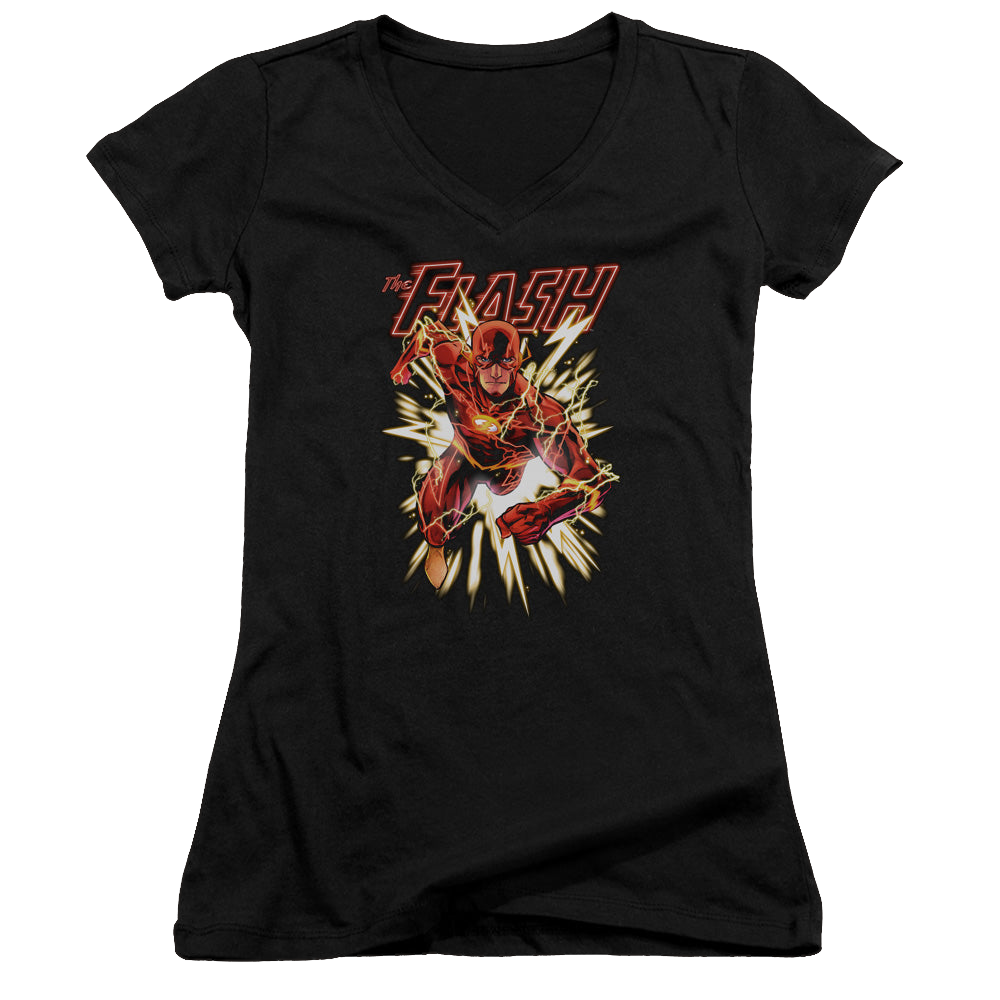 Flash, The Flash Glow - Juniors V-Neck T-Shirt Juniors V-Neck T-Shirt The Flash   