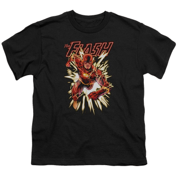 Black youth t-shirt for ages 8 to 12 with Flash Glow graphic
