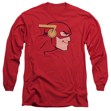 Red men's long sleeve t-shirt with The Flash Cooke Head graphic