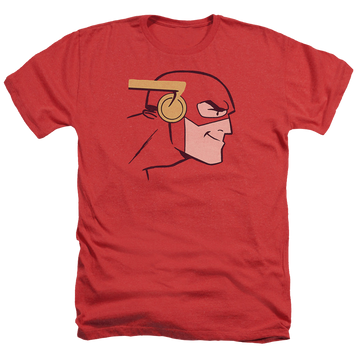 Red men's heather t-shirt with The Flash Cooke Head graphic