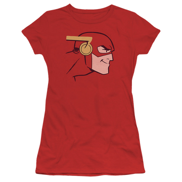 Red juniors t-shirt with The Flash Cooke Head graphic