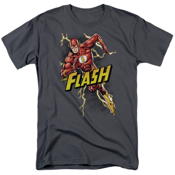 Charcoal men's regular fit t-shirt with The Flash Bolt Run graphic