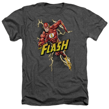 Charcoal men's heather t-shirt with The Flash Bolt Run graphic
