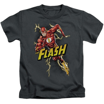 Charcoal kid's t-shirt for ages 4 to 7 with The Flash Bolt Run graphic