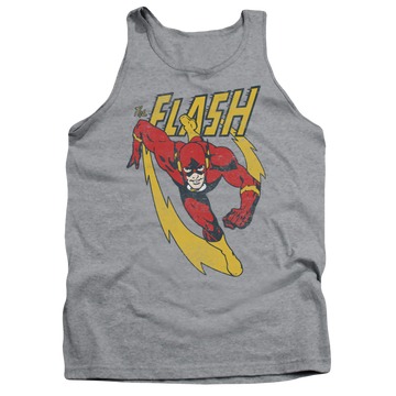 Athletic heather men's tank with The Flash Lightning Trail graphic