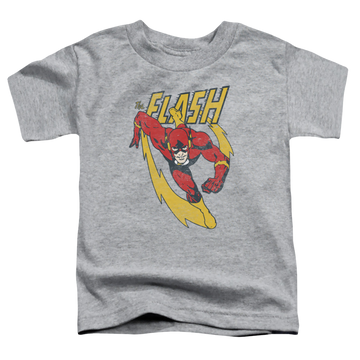 Athletic heather toddler t-shirt with The Flash Lightning Trail graphic
