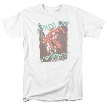 White men's regular fit t-shirt with The Flash Running Wild graphic