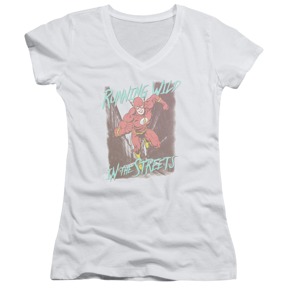 Flash, The Running Wild - Juniors V-Neck T-Shirt Juniors V-Neck T-Shirt The Flash   