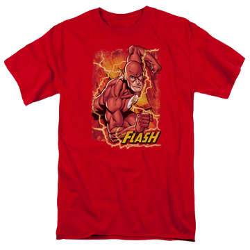 Red men's regular fit t-shirt with Flash Lightning graphic