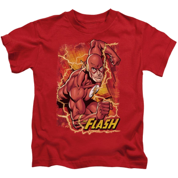 Red kid's t-shirt for ages 4 to 7 with Flash Lightning graphic