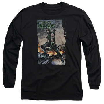Green Arrow Fire And Rain - Men's Long Sleeve T-Shirt Men's Long Sleeve T-Shirt Green Arrow   