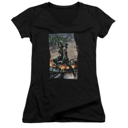 Green Arrow Fire And Rain - Juniors V-Neck T-Shirt Juniors V-Neck T-Shirt Green Arrow   