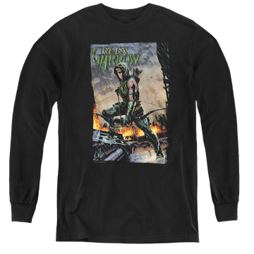 Green Arrow Fire And Rain - Youth Long Sleeve T-Shirt Youth Long Sleeve T-Shirt Green Arrow   