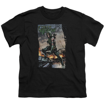 Green Arrow Fire And Rain - Youth T-Shirt Youth T-Shirt (Ages 8-12) Green Arrow   