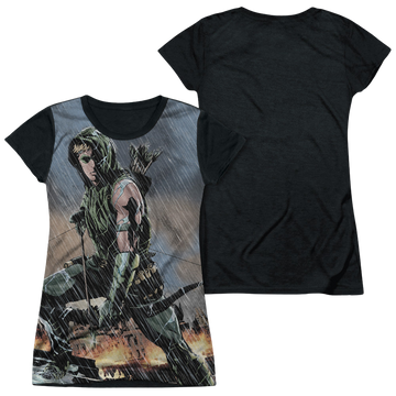 Green Arrow Rain - Juniors Black Back T-Shirt Juniors Black Back T-Shirt Green Arrow   