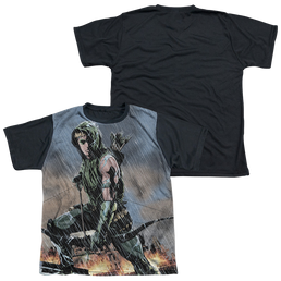 Green Arrow Rain - Youth Black Back T-Shirt Youth Black Back T-Shirt (Ages 8-12) Green Arrow   