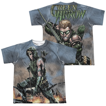 Green Arrow Rain (Front/Back Print) - Youth All-Over Print T-Shirt Youth All-Over Print T-Shirt (Ages 8-12) Green Arrow   